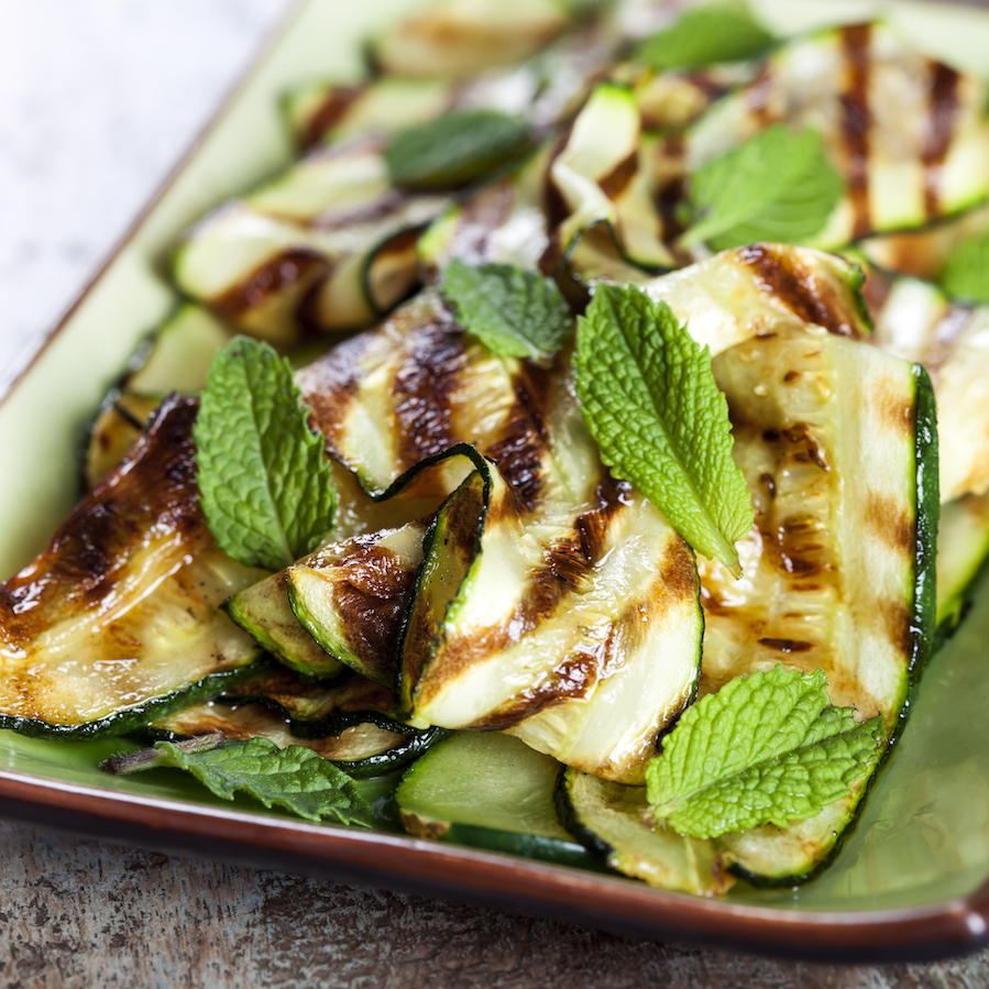 Grilled Courgette with Basil, Mint, Chilli & Lemon Accent Catering